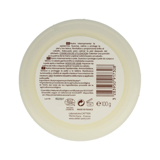 Cattier Manteca de Karité Bio Cara Pelo y Cuerpo 100 g