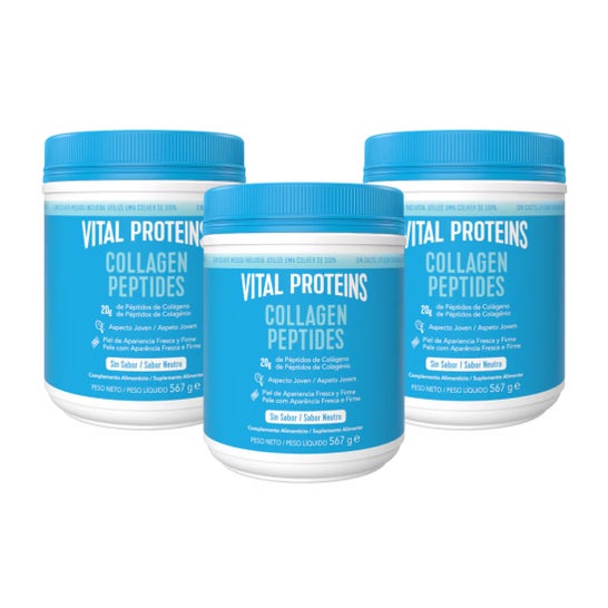 Vital Proteins Pack Collagen Peptides Péptidos de Colágeno Sin Sabor 3x567g