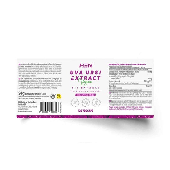 HSN Extracto de Uva Ursi 6:1 500 mg 120 vcaps