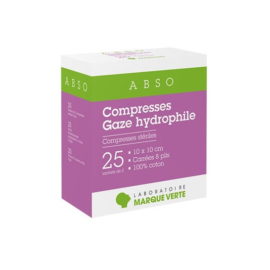 Abso Compresse Stérile Gaze Hydrophile 10x10cm 25 Sobres