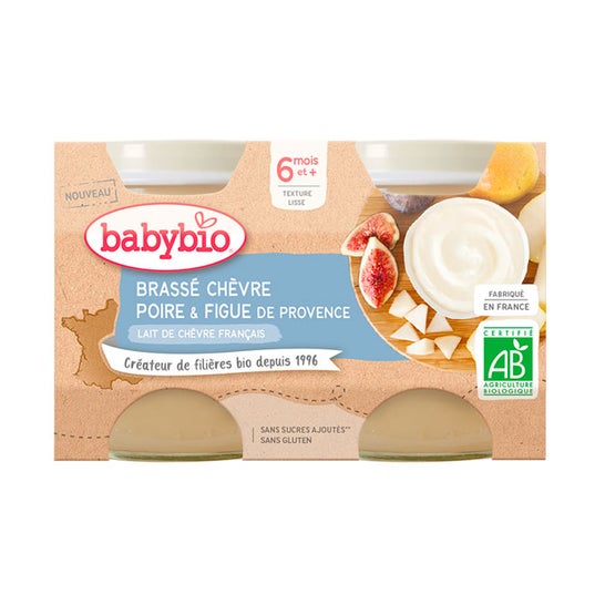 BabyBio Brassé Chèvre, Poire, Figue 2 x 130g
