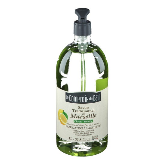 IL BAGNO COMPLETO Tradizionale Marsiglia Sapone tradizionale di Marsiglia Bottiglia alla menta limone da 1 l