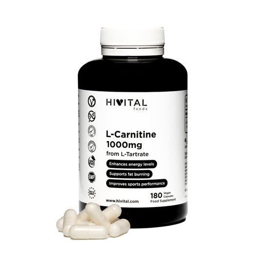 Hivital Foods L-Carnitina pura 1000mg 180 cáps veganas