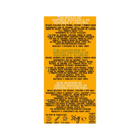 Cupper Infusion de Jengibre y Curcuma Bio 20uds