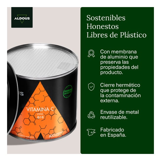 Aldous Vitamina C con Zinc y Coenzima Q10 400comp