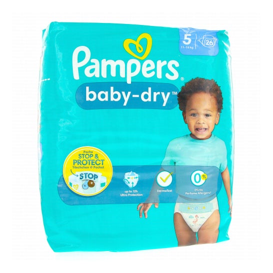 Pampers Baby Dry 12H Pañales Junior Talla 5 26uds