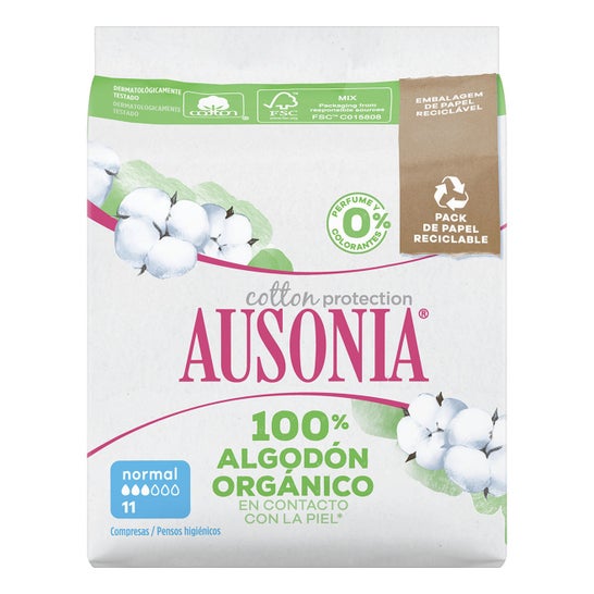 Ausonia Compresa 100% Algodón Orgánico Normal 12uds