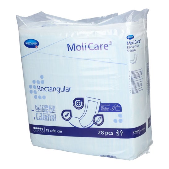 MoliCare Rectangular 5 Drops 15x60cm 28uds