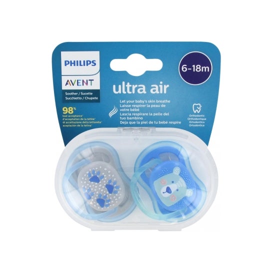 Avent Pack Chupetes Ultra Air 6-18m Azul 2uds