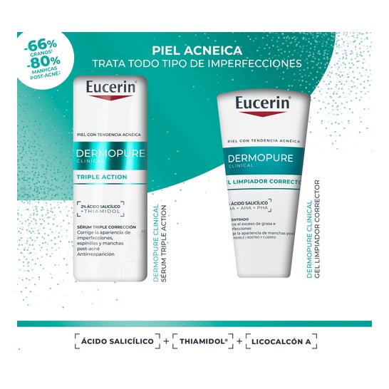 Eucerin Pack Dermopure Serum Triple Action 40ml + Gel limpiador corrector 75ml