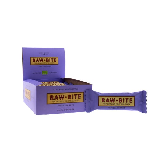 Raw Bite Pack Biologische vanille en rode fruitrepen van 12x50g