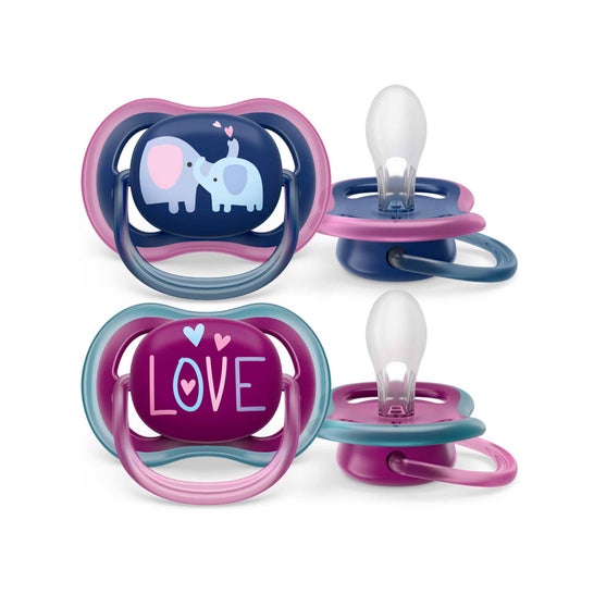 Philips Avent Ultra Air Chupete Love Elefante +18M Girl 2uds