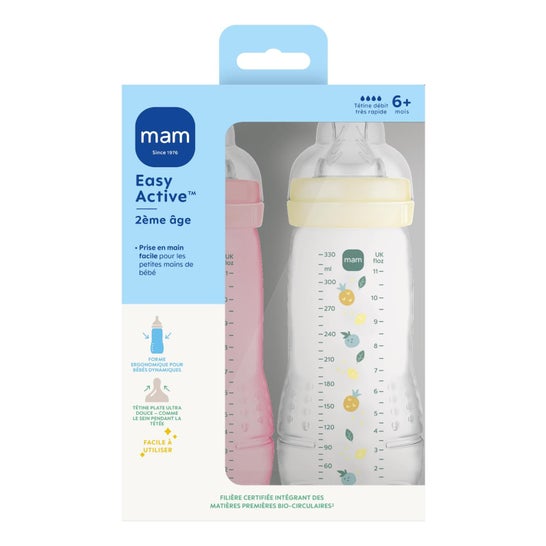 MAM Easy Active Biberón +6M Berry Pearl 2x330 ml
