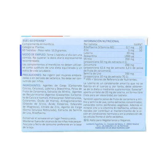 Lamberts Eyewise 60 tabletas