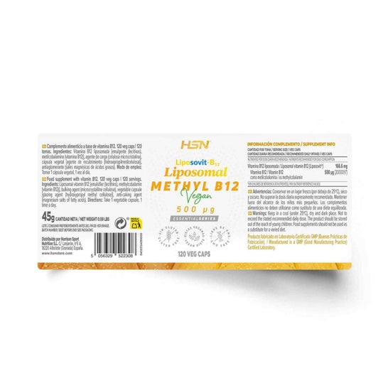 HSN Vitamina B12 Metilcobalamina Liposomada Liposovit® 500 mcg Vitamina B12 120 vcaps