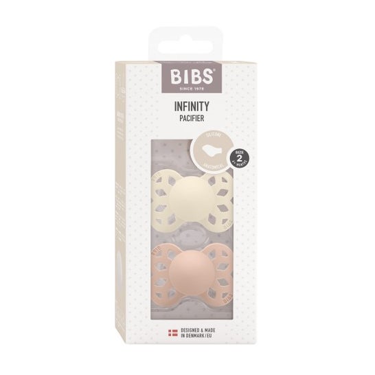 BIBS Infinity Pacifier Silicone Anatomical 2 Vanilla Peach 2uds