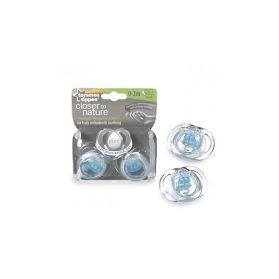 Tommee Tippee 2 Chupetes Pure 0-3meses Transparentes
