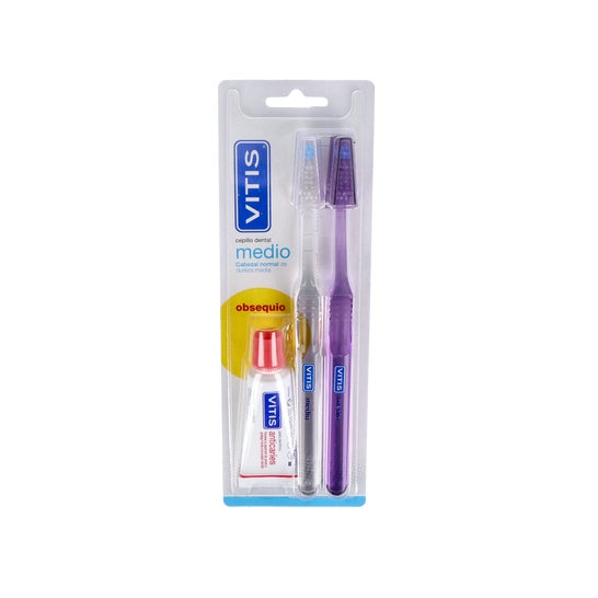 Vitis® middelgrote tandenborstel 2uds