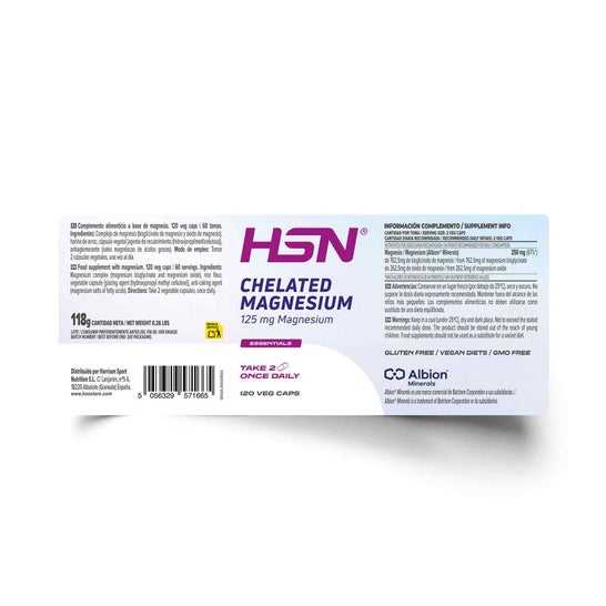 HSN Bisglicinato de Magnesio Albion™ 125mg Magnesio 120vcaps