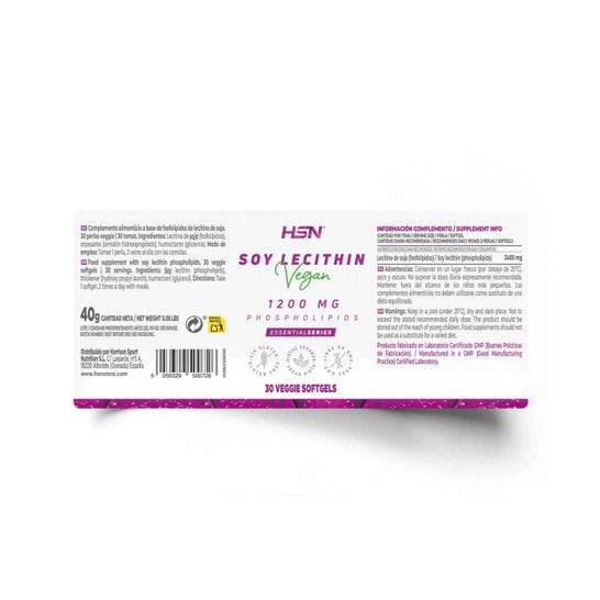 HSN Lecitina de Soja 1200 mg 30 Perlas vegetales