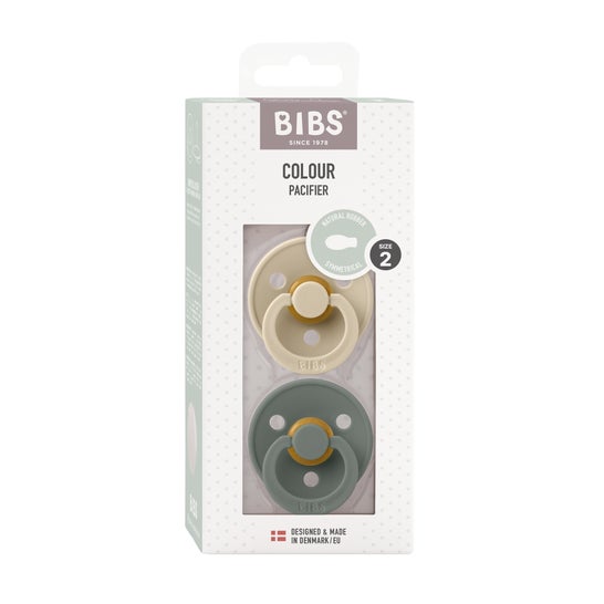 Bibs Colour Chupeta Simétrica Vanilla Pine 6-18M 2 Unidades