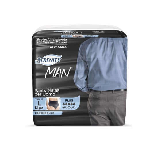 Serenity Man Pants Black Transpirante Plus L 12uds