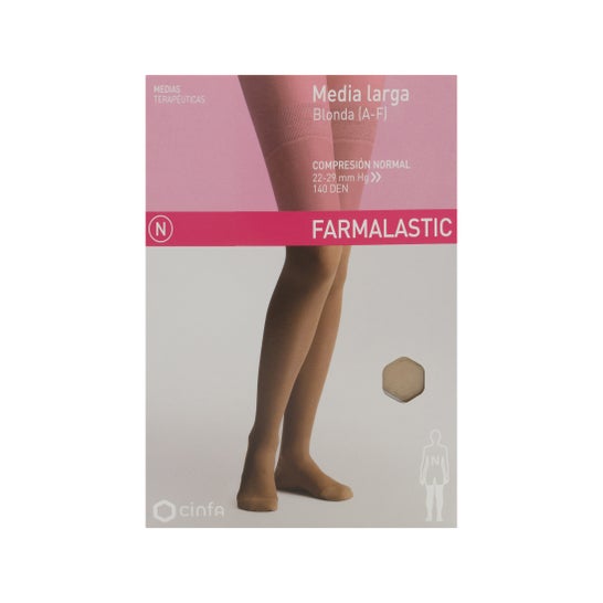Farmalastic calza lunga pizzo (A-F) compressione normale T-medio beige 1ud 