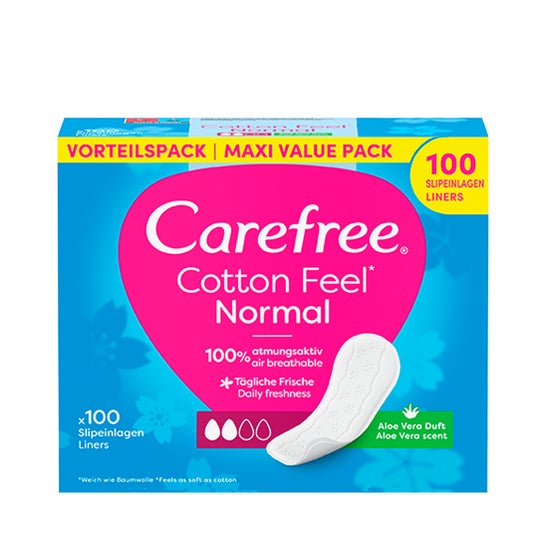 Carefree Cotton Feel Normal Pensos Diários Aloe Vera 100 Unidades