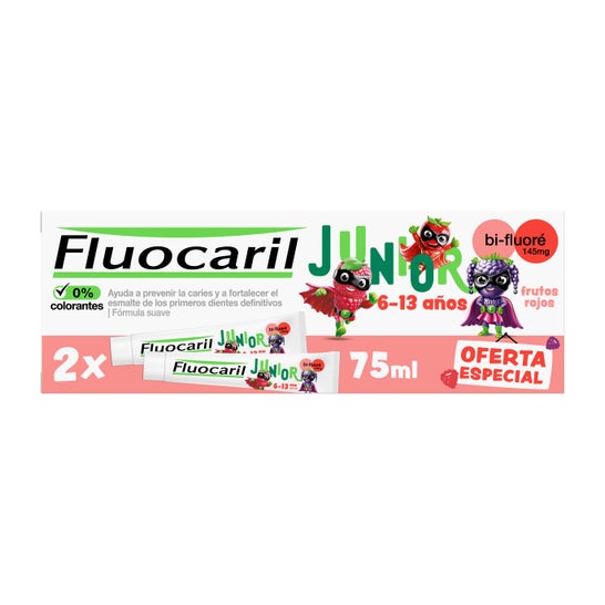 Fluocaril Duplo Pasta Junior Sabor Frutos Rojos 2x75ml