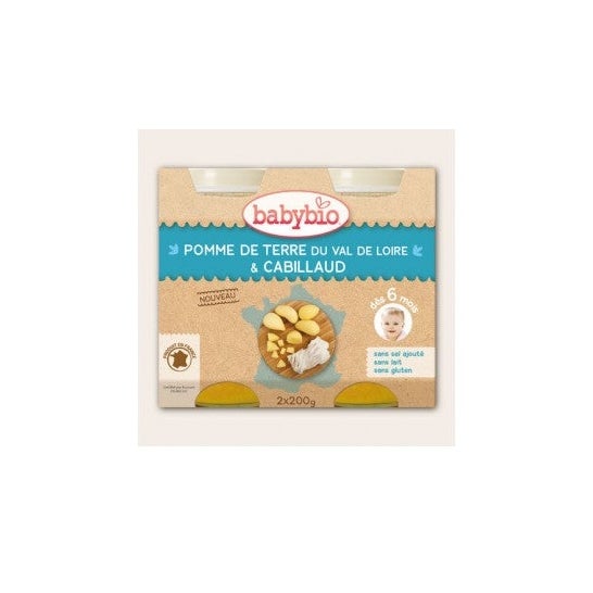 Babybio Menú de Patatas y Bacalao Salvaje en 6 Meses 2 X200 g