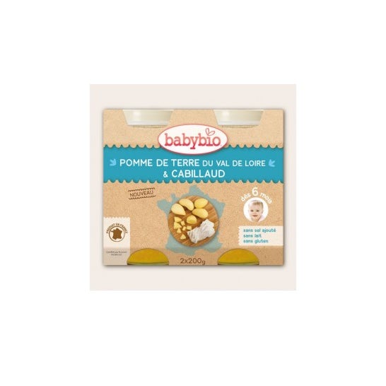 Babybio Menú de Patatas y Bacalao Salvaje en 6 Meses 2 X200 g