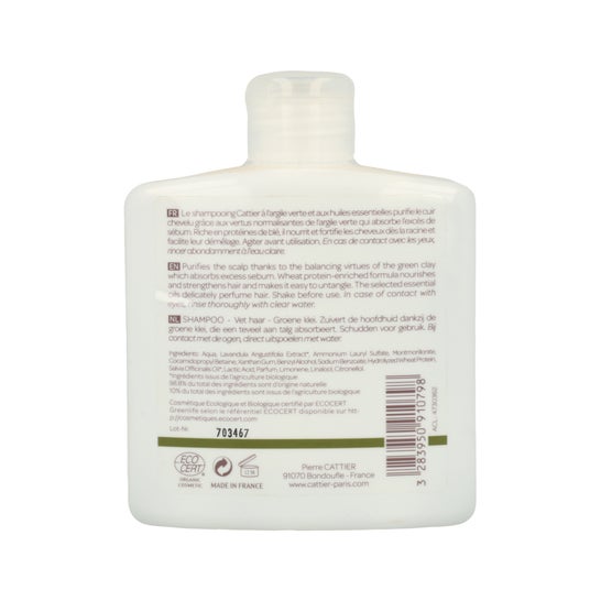 Cattier Champú Cuero Cabelludo graso Arcilla Verde 250 ml