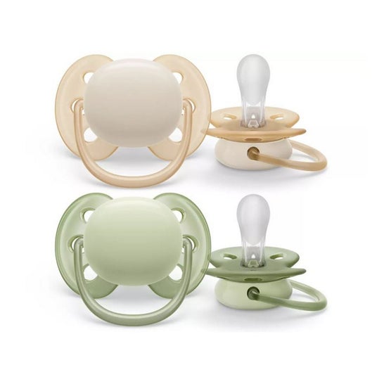 Philips Avent Ultra Soft Chupete 0-6M Beige/Verde 2uds