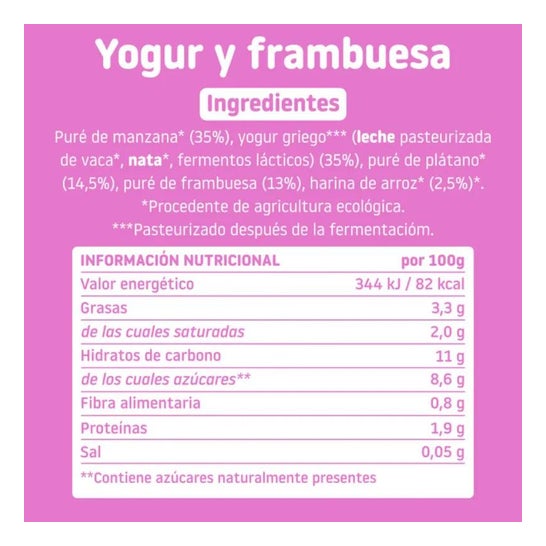Smileat Pouch Ecológico de Yogur y Frambuesa 100g Smileat Pouch Ecológico de Yogur y Frambuesa 100g