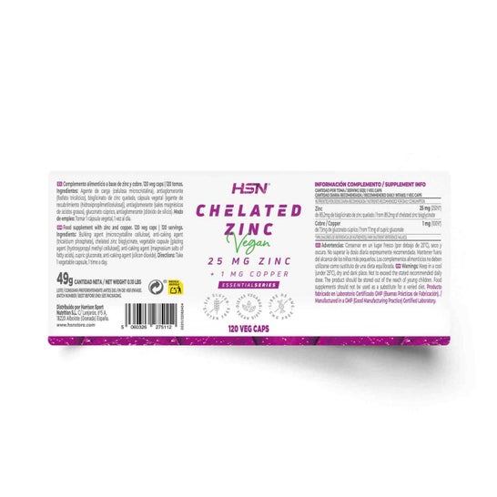 HSN Bisglicinato de Zinc 25 mg Zinc 120 vcaps