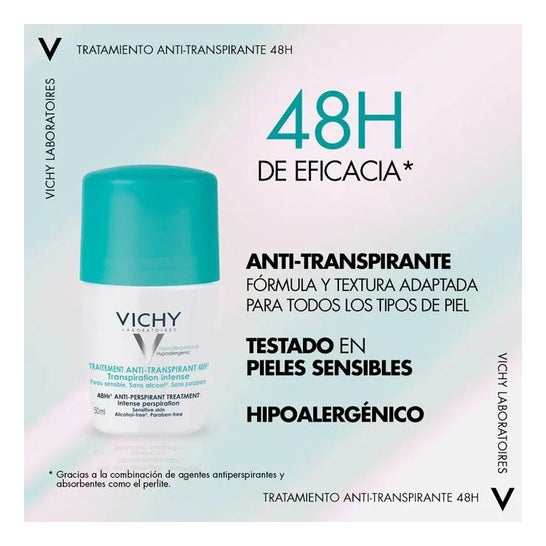 Vichy Tratamiento Antitranspirante 48h Roll-on 2x50ml