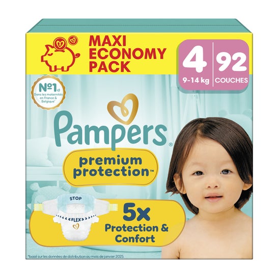Pampers Premium Pannolini Protection Taglia 4 9-14 kg 92 pz