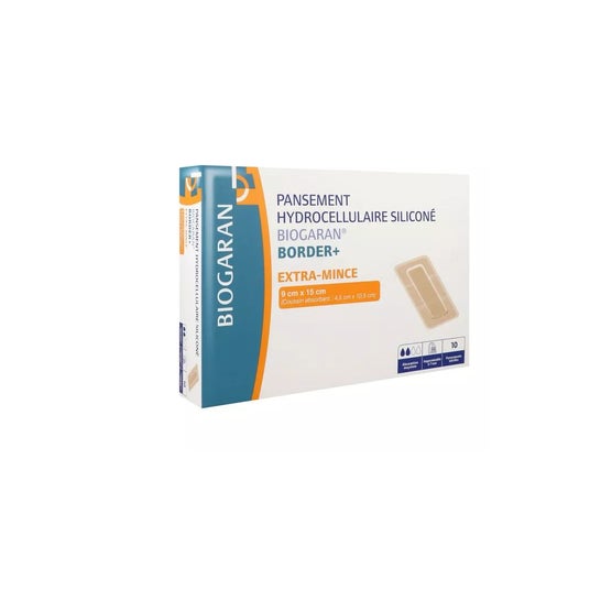 Biogaran Border+ Extra Mince Silikone Plaster 9x15cm 10 stk