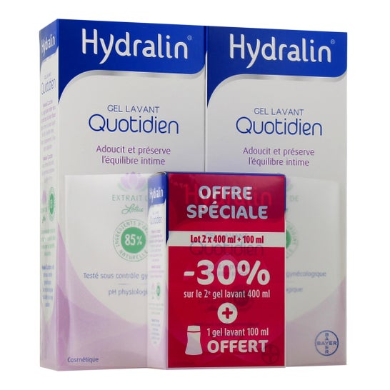 Hydralin Zestaw Żel do Mycia Intymnego Codziennie 2x400 ml + 100 ml