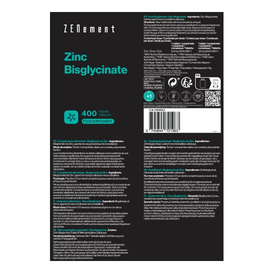 Zenement Bisglicinato de Zinc 400 comp