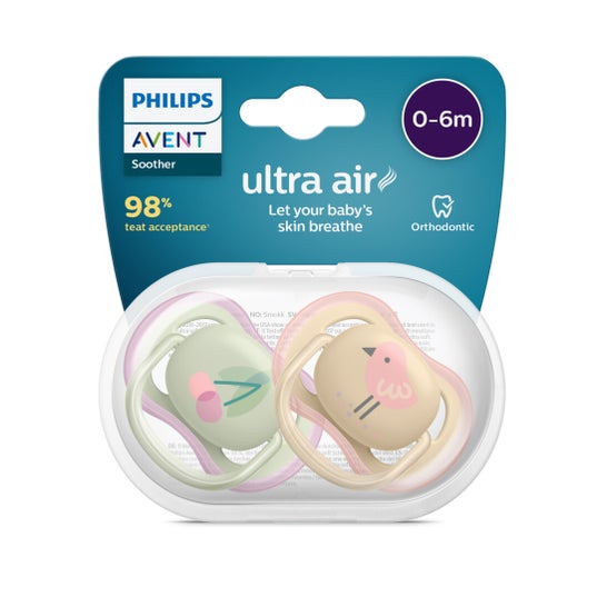 Philips Avent Ultra Air Pink Symmetrical Silicona 0-6M 2uds