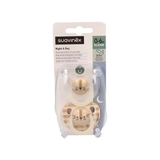 Suavinex Soother Anatomical Day & Night 0-6 Months Silicone 2 Und.