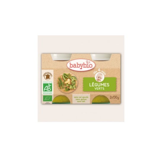 Babybio Vegetales Verdes Orgánicos en 4 Meses 2 X130 g