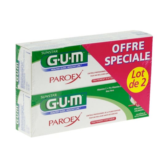 Goma de mascar Paroex Gel dentífrico Set de 2 x 75 ml