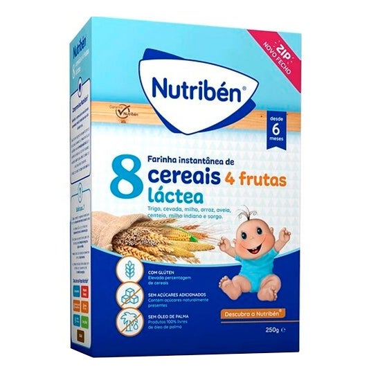 Nutriben 8 Cereales 4 Frutas Láctea con Gluten 250g