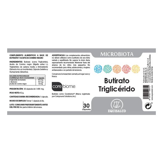 Equisalud Microbiota Butyraat Triglyceride 30Caps Equisalud Microbiota Butyraat Triglyceride 30Caps