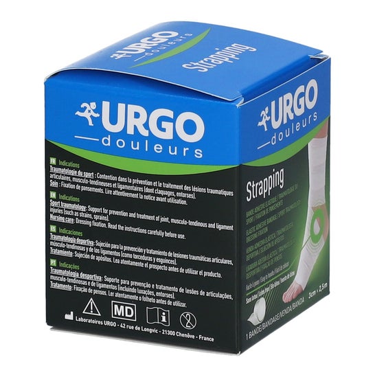 Urgo Strapping Bande Adhésive Élastique Sans Latex 2,5Mx6cm 1 Unité