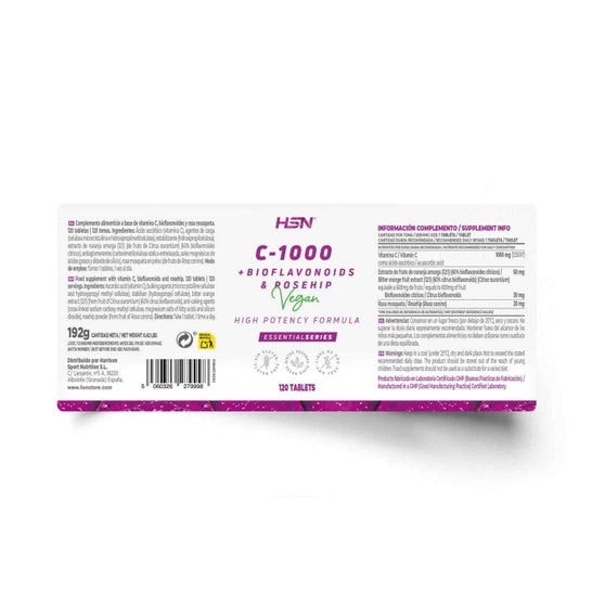 HSN Vitamina C 1000 mg + Bioflavonoides + Rosa Mosqueta 120 comp
