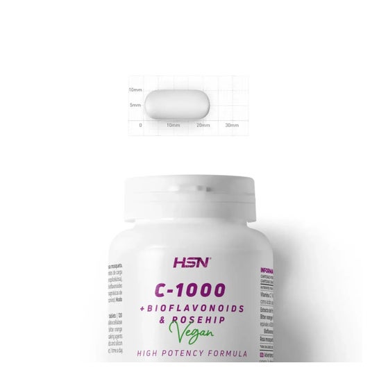 HSN Vitamina C 1000 mg + Bioflavonoides + Rosa Mosqueta 120 comp