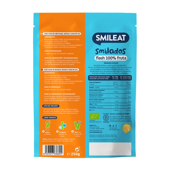 Smileat Smilado Flash Ecológico de Albaricoque y Plátano 50 g